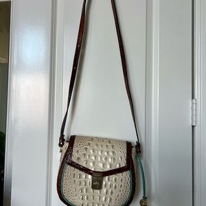 Brahmin Cream and Brown Crossbody Bag